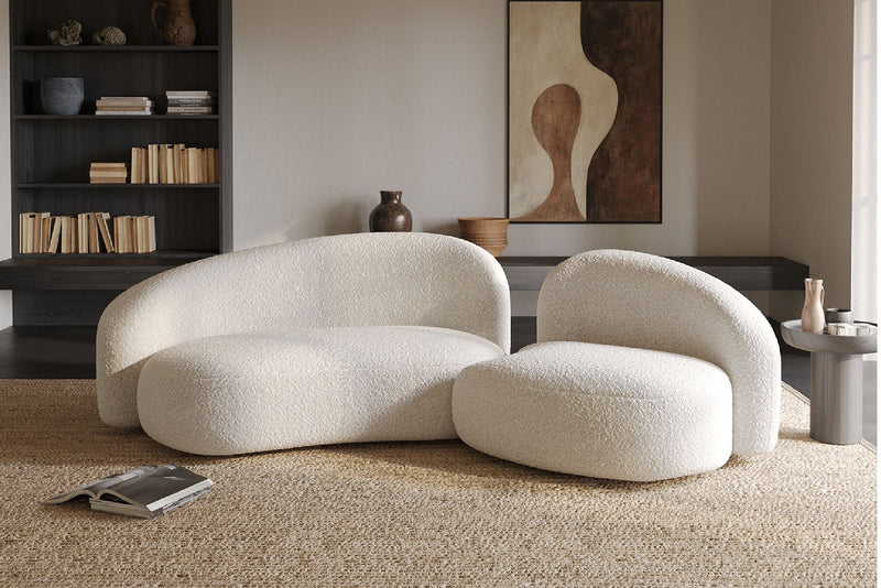 Cresmo Wool-like Curved 2-Piece Chaise Sectional / 2-Seater Couch Sofa / Lounge Chair by Acanva