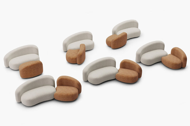 Cresmo Wool-like Curved 2-Piece Chaise Sectional / 2-Seater Couch Sofa / Lounge Chair by Acanva