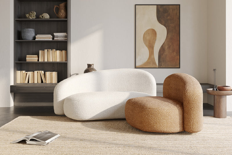 Cresmo Wool-like Curved 2-Piece Chaise Sectional / 2-Seater Couch Sofa / Lounge Chair by Acanva