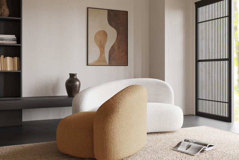 Cresmo Wool-like Curved 2-Piece Chaise Sectional / 2-Seater Couch Sofa / Lounge Chair by Acanva