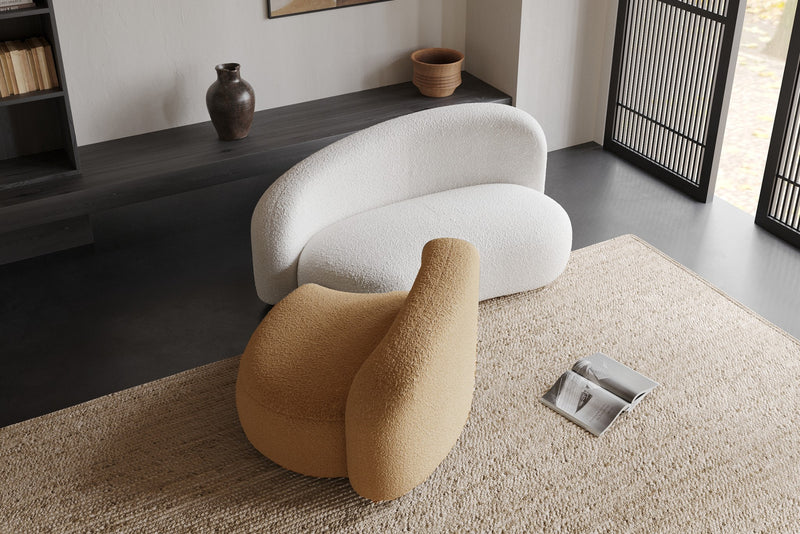 Cresmo Wool-like Curved 2-Piece Chaise Sectional / 2-Seater Couch Sofa / Lounge Chair by Acanva