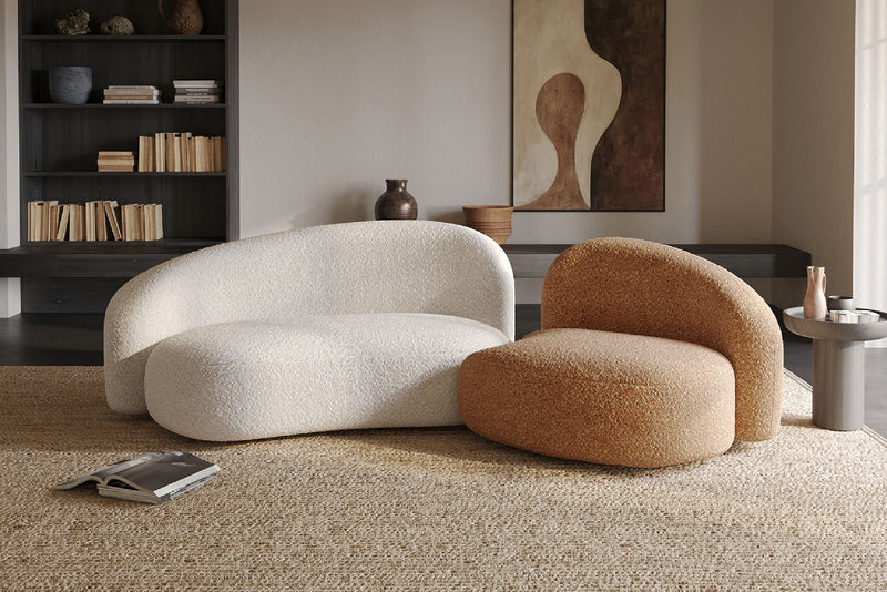 Cresmo Wool-like Curved 2-Piece Chaise Sectional / 2-Seater Couch Sofa / Lounge Chair by Acanva