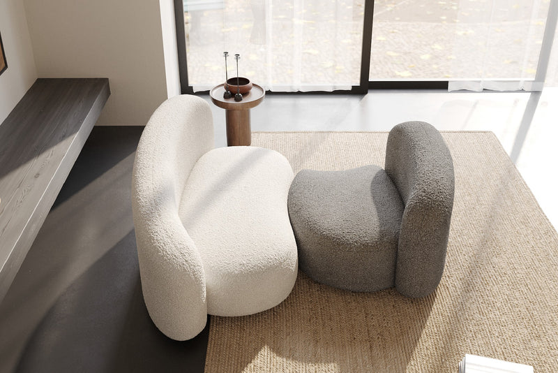 Cresmo Wool-like Curved 2-Piece Chaise Sectional / 2-Seater Couch Sofa / Lounge Chair by Acanva