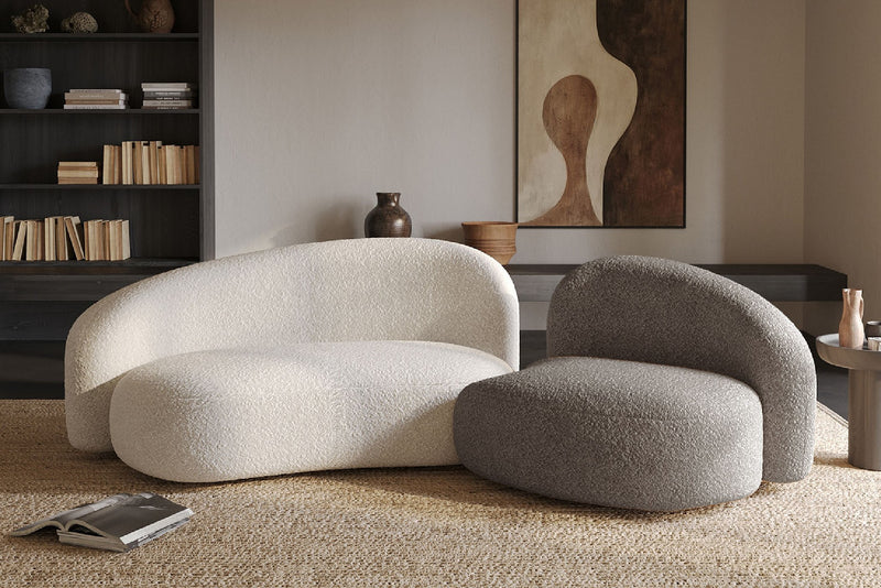 Cresmo Wool-like Curved 2-Piece Chaise Sectional / 2-Seater Couch Sofa / Lounge Chair by Acanva