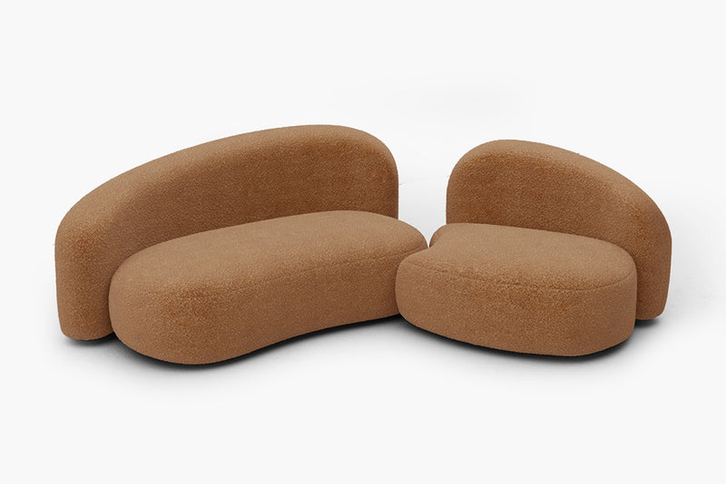 Cresmo Wool-like Curved 2-Piece Chaise Sectional / 2-Seater Couch Sofa / Lounge Chair by Acanva