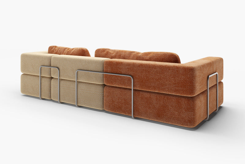 Modular kids play sofa set – CushyLand Maxi + Mini in wool-like cream and tangerine 14