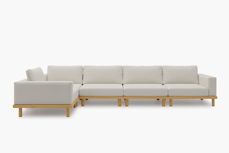 Lumi Slipcover Modular Reversible Sectional Sofa with Wood Grain Aluminum Base by Acanva