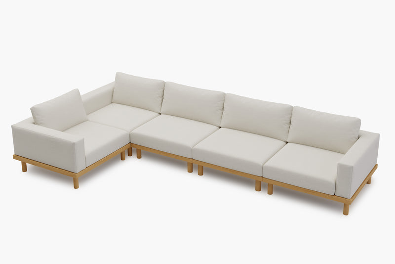 Lumi Slipcover Modular Reversible Sectional Sofa with Wood Grain Aluminum Base by Acanva