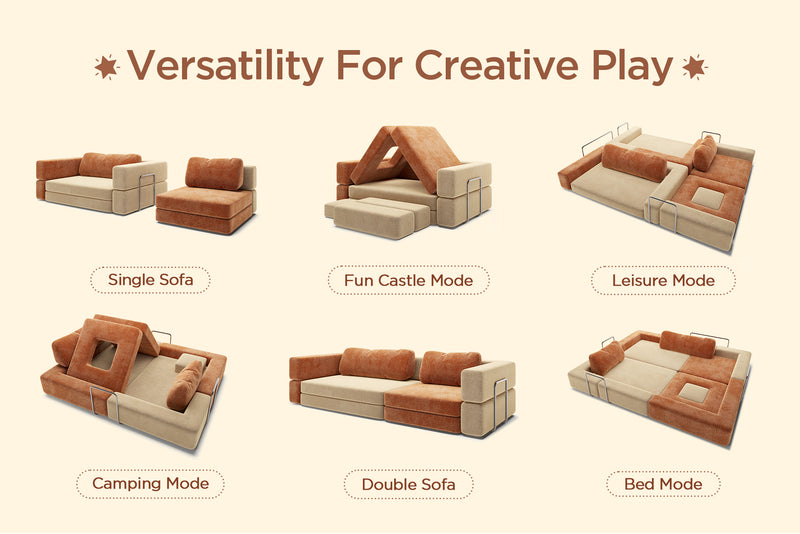 CushyLand kids modular couch split into creative play 1