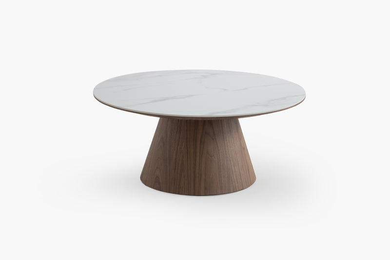Pure Root modern round pedestal coffee table with sintered stone top 2