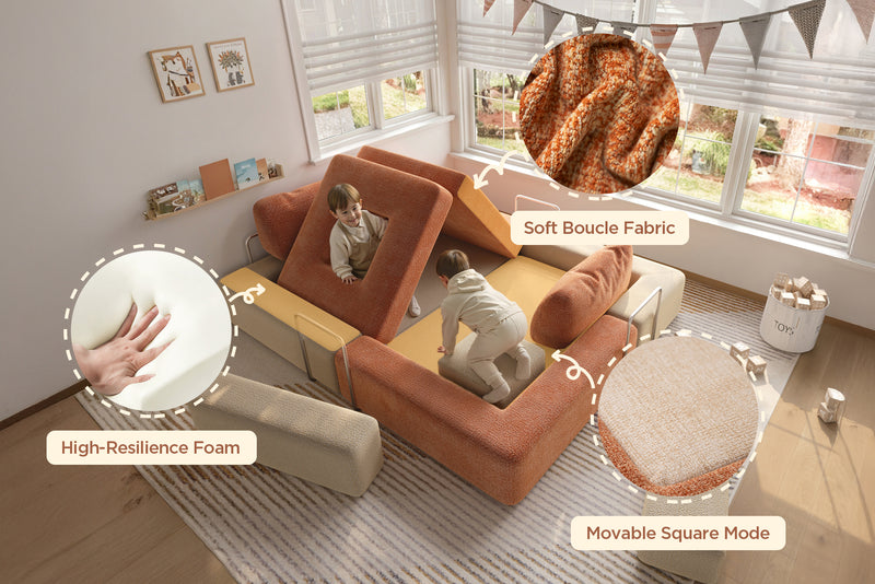 Soft wool-like fabric texture of CushyLand children’s play sofa close-up 7