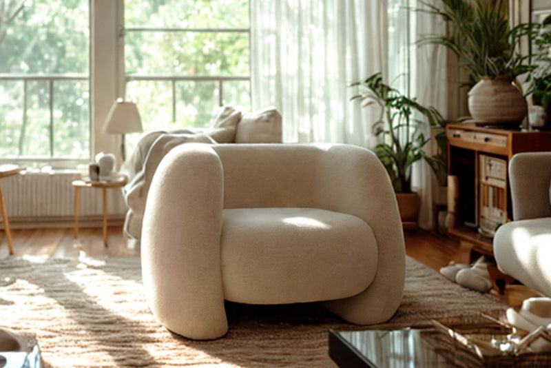 Dori Fleece Curved Lounge Chair by Acanva