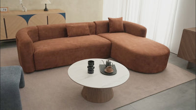 Pure Root modern round pedestal coffee table with sintered stone top feature video
