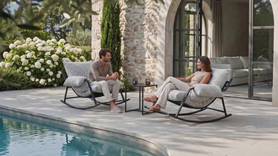  Ember Outdoor Upholstered Rocking Lounge Chair with Ergonomic Support Feature Media