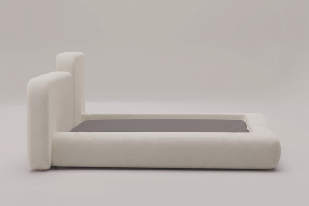 Taren Bouclé Queen Upholstered Cloud Bed 360 video