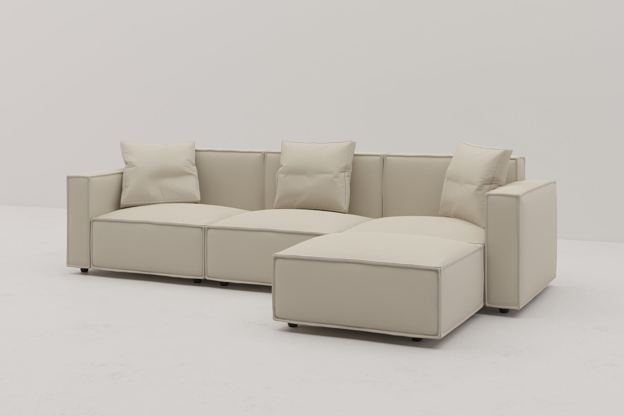 Acanva Luxury Modular Sectional Living Room Sofa Set, Modern Minimalist Style Couch With Ottoman And Chaise, U-Shape, Chenille Grey