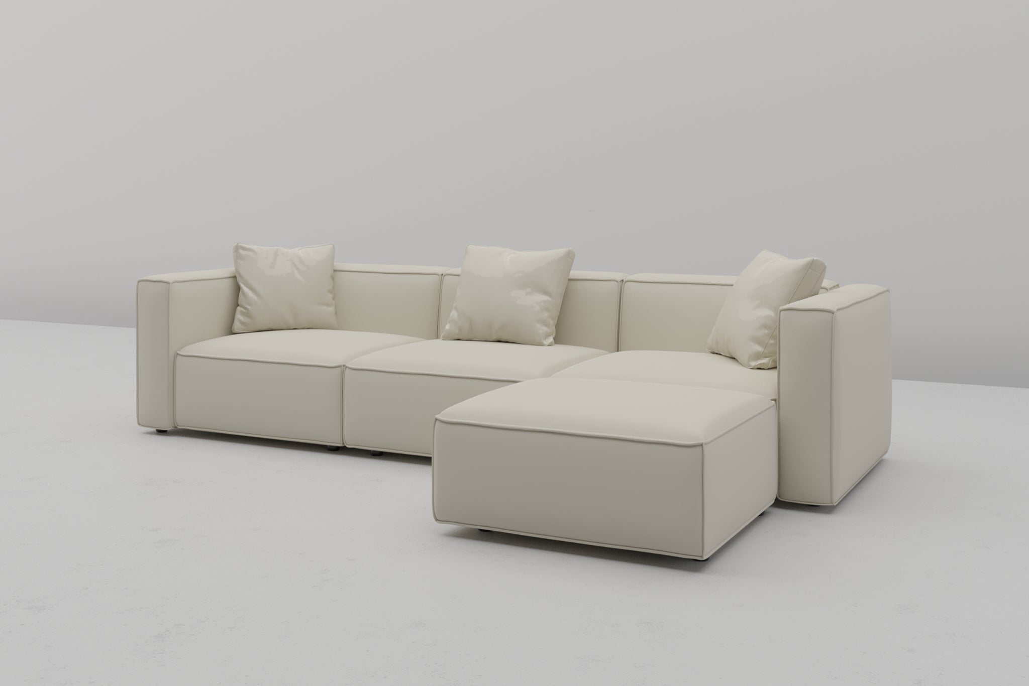 Acanva Luxury Modular Sectional Living Room Sofa Set, Modern Minimalist Style Couch With Ottoman And Chaise, U-Shape, Chenille Grey
