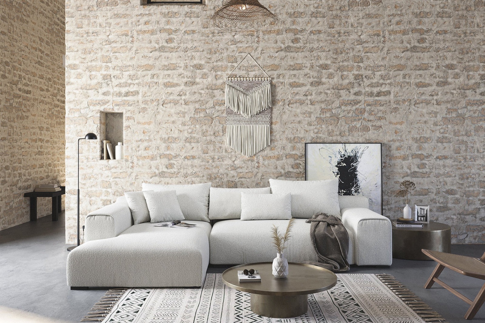 Imola Wide Arm 2-Piece Chaise Sectional and 3-Seater Couch Sofa