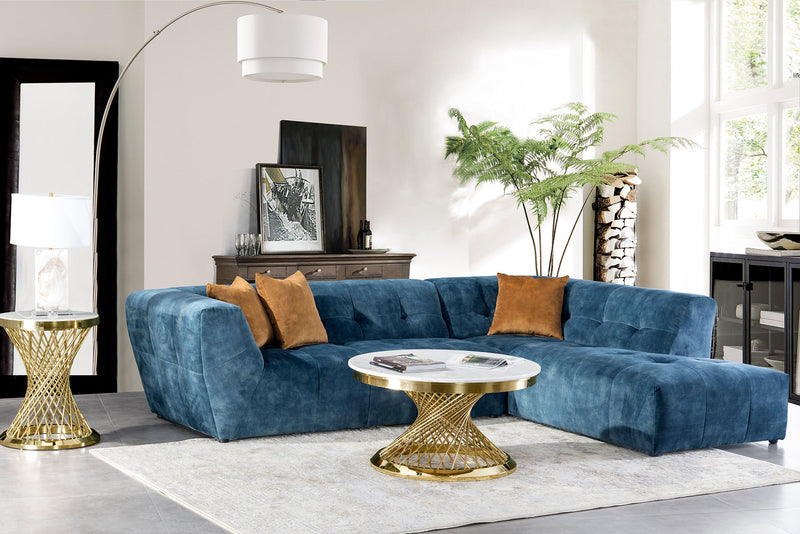 Madrid Velvet Tufted 2-Piece Sectional Sofa by Acanva