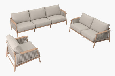 Moss Wood Grain Aluminum Outdoor Sofa and Armchair Patio Set by Acanva