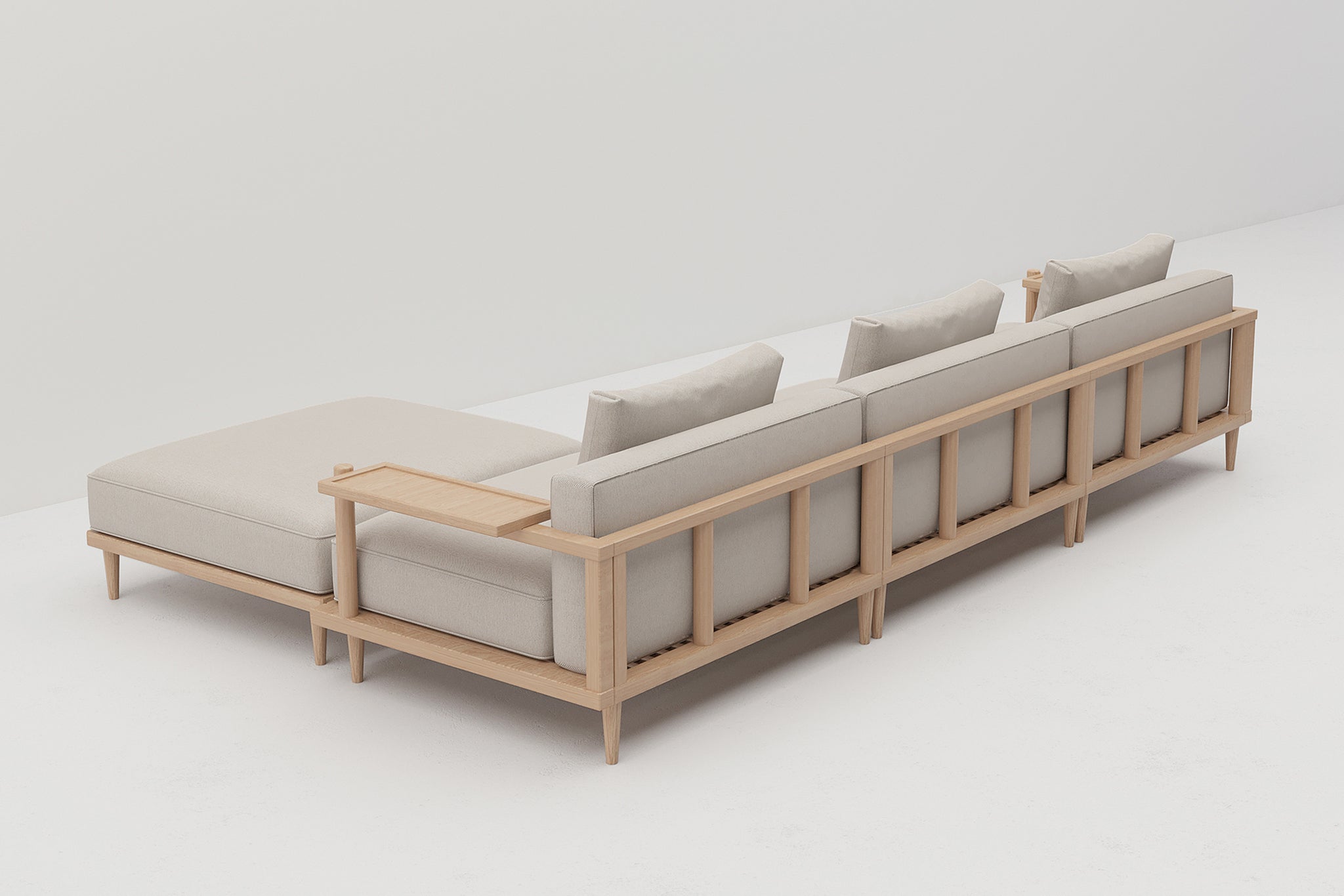 Riddle Ash Wood Outdoor Patio 4Piece LShaped Reversible Sectional So